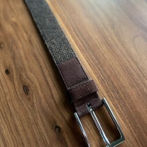 Tie Bar Suede Leather and Wool Brown Belt
